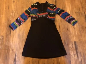 Vintage 1960’s Psychedelic Geometric Empire Waist Hippie Mini Dress - Picture 1 of 8