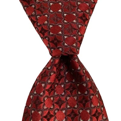 JOS. A. Corbata de seda BANK Signature Collection para hombre ITALIA geométrica roja/gris NUEVA Foto 1 de 3