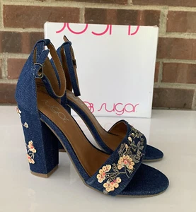 Sandali alla caviglia casual Sugar donna tessuto liscio punta aperta misura US 6 M NUOVI - Foto 1 di 10