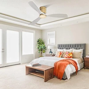 Bedroom Flush Mount Ceiling Fan with Remote Control Low Profile Ceiling Fans US - Picture 1 of 9