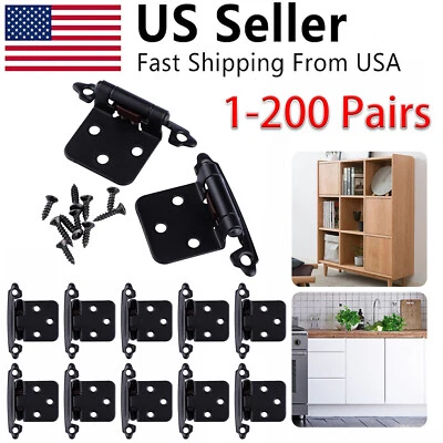 Bisagras de puerta de gabinete de cocina de 1/2 pulgada bisagras de montaje facial de cierre suave Foto 1 de 4