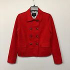 Lands End Women Double Breasted Coat Jacket Blazer Size 8 Red B191  16