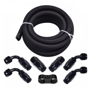 Braided 10FT  3/8 6AN Fuel Line Oil/Gas Hose Fitting Hose Separator Clamp Kit - Bild 1 von 6