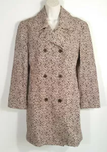 Chaqueta Abrigo CK Calvin Klein Mujer Talla 8 Marrón Beige Guisante Doble Pecho Geométrico - Imagen 1 de 9