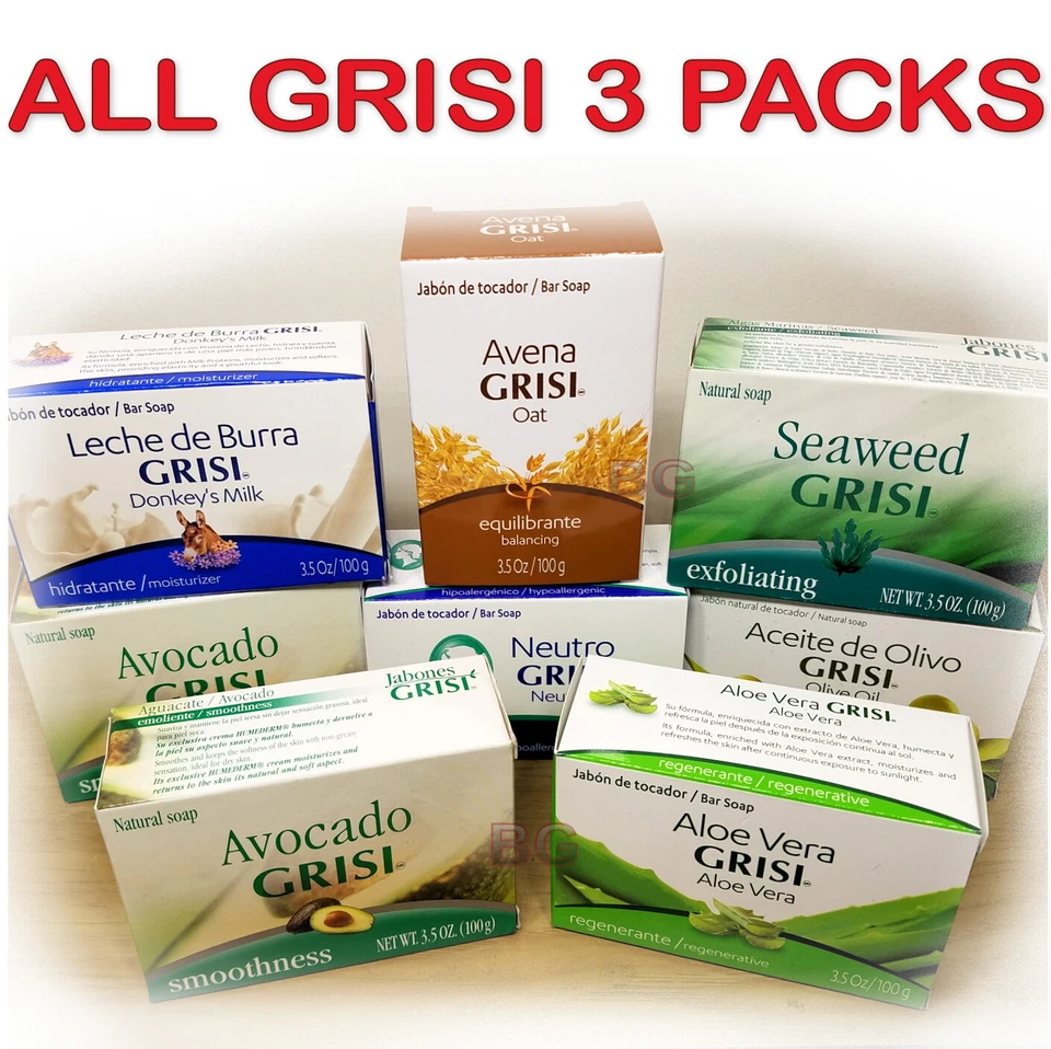 Grisi Soap 3.5oz Bars 3 Packs. Body Care Bath Shower Hand Wash Cleaning Jabon - Image 1 of 1