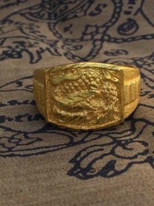 Anillo Dragón Plateado Chapado en Oro Dije Potente Riqueza de la Suerte Sagrado Amuleto Tailandés - Imagen 1 de 7