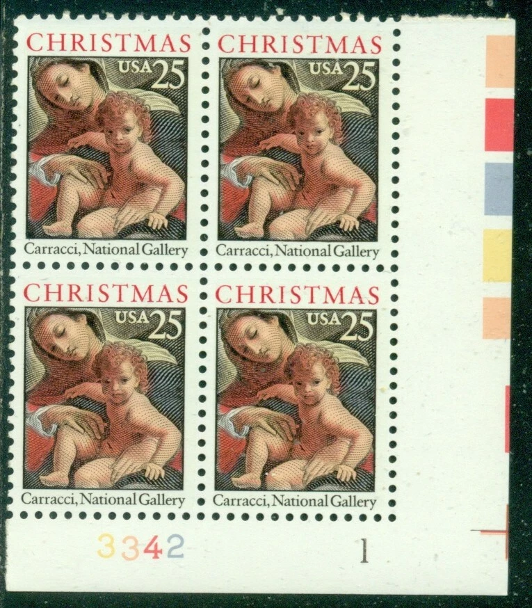 SCOTT # 2427 PLATE BLOCK, MADONNA AND CHILD, MINT, OG, NH, GREAT PRICE! - Image 1 of 1