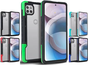 Clear Acrylic Hybrid Case Cover Secure Grip Trim for Motorola One 5G ACE, XT2113 - Picture 1 of 32