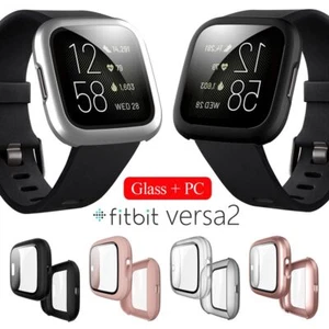 Glass Hard Matte PC Case 360 Full Cover For Fitbit Versa 2 Band Smart Watch - Zdjęcie 1 z 17