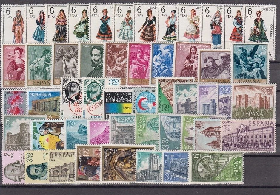 ESPAÑA - ESPAÑA - JUEGO AÑO COMPLETO 1969 CON TODOS LOS SELLOS MNH Foto 1 de 1