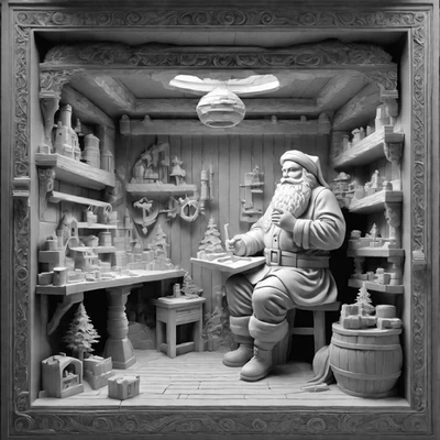 Christmas Laser Engraved 3D Santa's Workshop Wood Plaque 10x10 Personalized Gift - Image 1 of 4