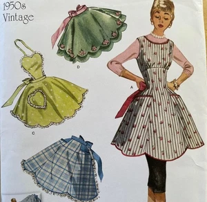 Sew Ptn Simplicity 9311~'50s Vtg-look APRONS~4 styles~scallops~Sz S-M-L~UCFF~SEE - Picture 1 of 1