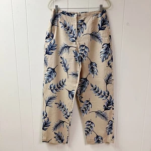 NWOT TALBOTS Linen Blend Tropical Print Pants SZ 12 Lined Coastal Luxury Travel - Picture 1 of 9