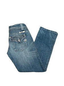 Miss Me Wide Leg Flap Pockets Denim Jeans 27x26 Short Inseam - Picture 1 of 6