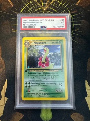 Pokemon Meganium 11/111 Neo Genesis 1st Edition Holo Vintage PSA 3 - Image 1 of 4