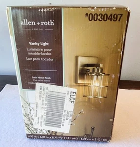 NEW! ALLEN + ROTH ''KENROSS'' #0030497 VANITY LIGHT/SCONCE SATIN NICKEL FINISH - Picture 1 of 5