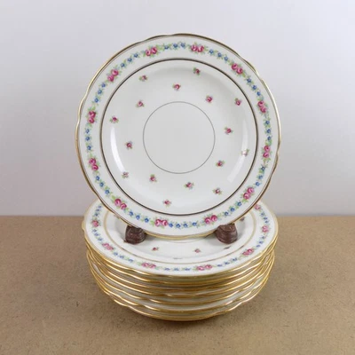8 Antique Cauldon Gilman Collamore K3616 9" Luncheon Plates Rosebuds Roses - Image 1 of 4