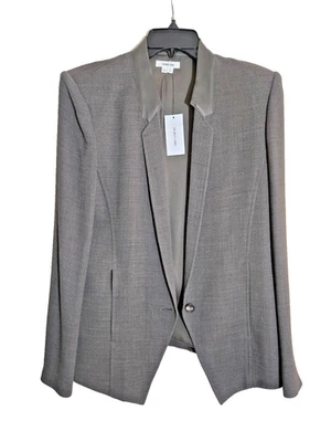 NWT Helmut Lang Women's  One Button Blazer Leather Collar Size 8 MSRP $ 655 - Image 1 of 4