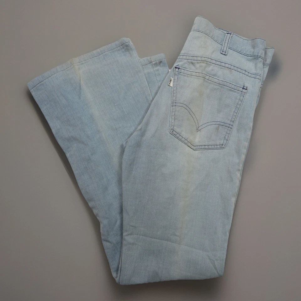Vintage Levis 646 Pants Mens 29X30 Light Blue Flare 70s White Tab Light Washed - Image 1 of 4