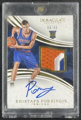 KRISTAPS PORZINGIS 2015-16 PANINI IMMACULATE COLL #135 ROOKIE PATCH AUTO 90/99 - Image 1 of 2