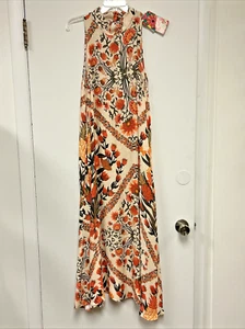 Farm Rio Anthropologie Halter Maxi Dress Floral Sz: Large Petite - Picture 1 of 11