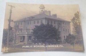 Old Ligonier PA. Public School (Now Gone) Postcard Repo - Picture 1 of 1