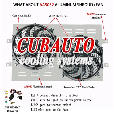 Relé de ventilador de 2x12" para Chevy Chevelle Impala Biscayne Bel Air Shroud 1963-68 65 Foto 1 de 4