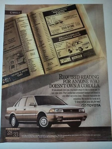 Anuncio impreso Toyota Corolla vintage años 90 lectura requerida - Imagen 1 de 4