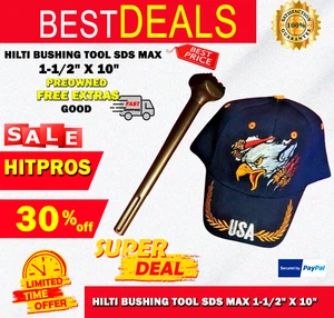 HILTI BUSHING TOOL SDS MAX 1-1/2" X 10" PREOWNED, FREE EXTRAS, GOOD, FAST SHIP - Picture 1 of 12