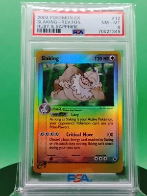 PSA 8 Slaking 12/109 EX Ruby & Sapphire Reverse Holo Rare 2003 English Pokemon - Image 1 of 4