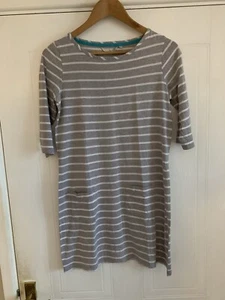 BODEN T-Shirt 12 White Grey Womens Stripey Short Sleeve Top Round Neck Cotton - Picture 1 of 15