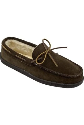 Mocasín Minnetonka para hombre forrado en pilas suela dura chocolate Foto 1 de 3