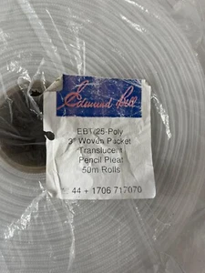 Edmund Bell 50m Roll Curtain Tape - Pencil Pleat Header 75mm (3") Wide - White - Picture 1 of 7
