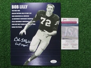 BOB LILLY TCU HORNED FROGS SIGNED 8x10 STATS PHOTO w/GoFrogs WITNESS JSA PROOF - Picture 1 of 6