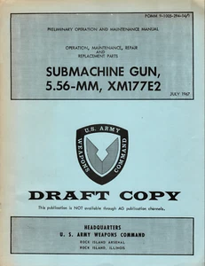 Manente de operador de 25 páginas. Reparación SUBMETRALLADORA 5.56-MM XM177E2 CD manual sobre datos - Imagen 1 de 9