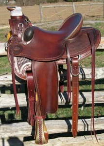 Western Leather Hand Carved & Tooled Roper Ranch Saddle With Bucking Roll 21 - Picture 1 of 1