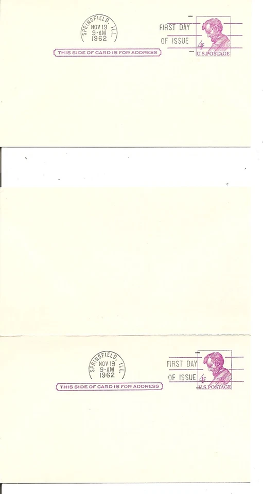 US SC # UX48-UY18 Lincoln Postal Card FDC. Ready For Cachet. - Image 1 of 1