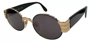 Vintage Genny 562-S 5007 Black Gold Round Metal Sunglasses Italy W/ NEW LENSES - Picture 1 of 8