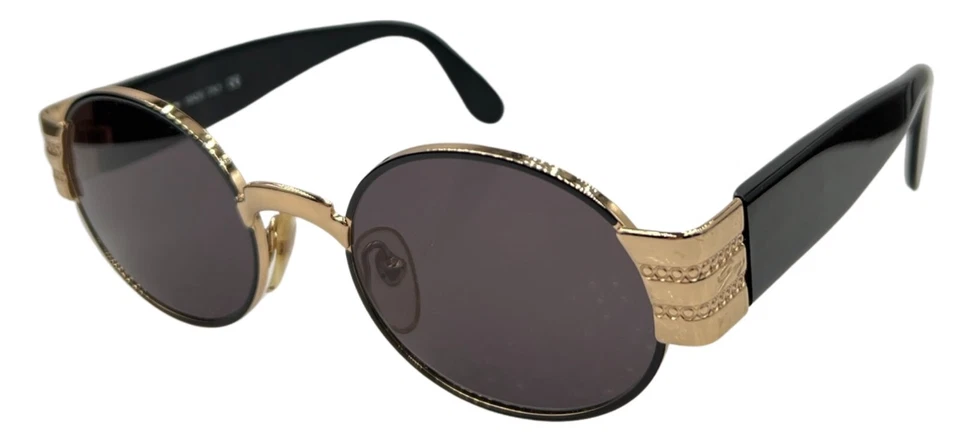 Gafas de sol vintage Genny 562-S 5007 negras doradas redondas de metal Italia con lentes nuevas Foto 1 de 4