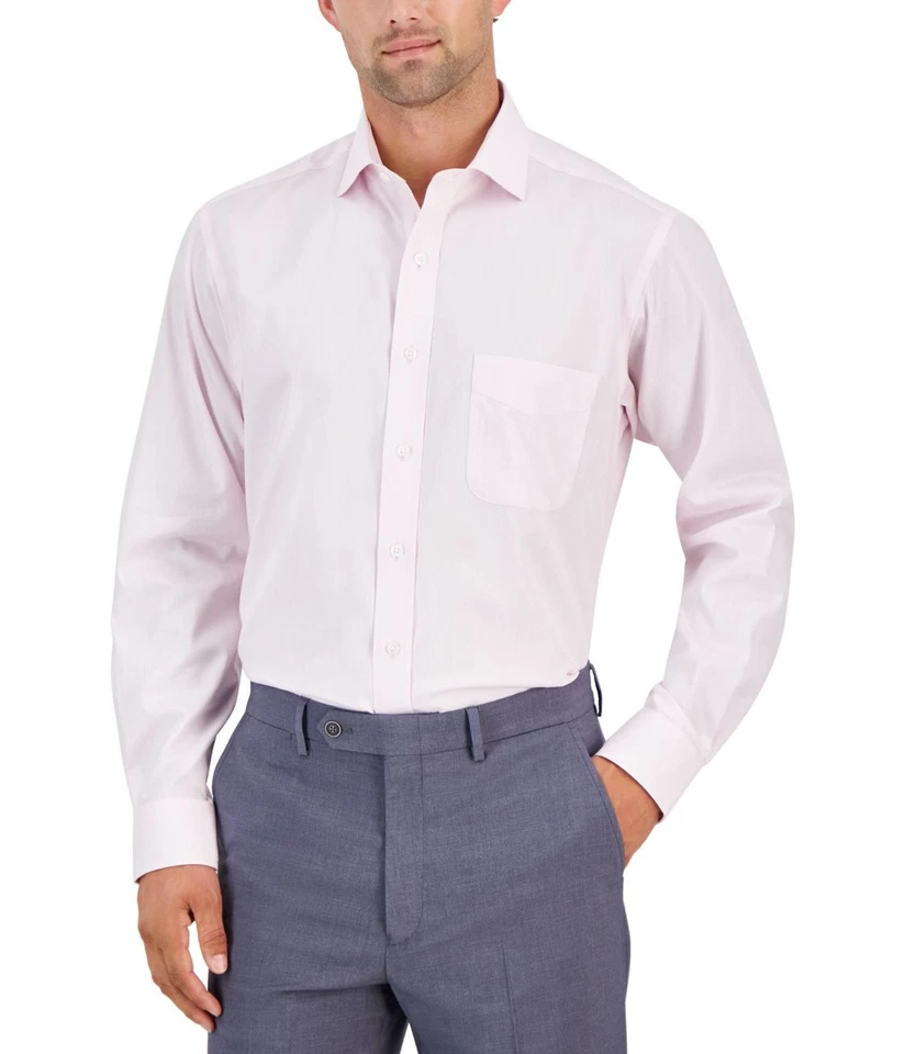 Club Room Mens Regular-Fit Solid Print Button Down Dress Shirt - Image 1 of 1