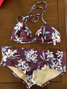Vtg Victorias Secret Swimsuit Halter Bikini  PushUp Underwire FLORAL 36B & XL - Picture 1 of 3