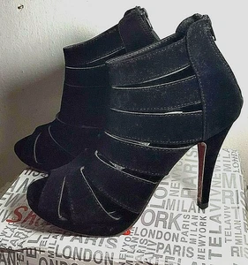 Zapatos de tacón de aguja talla 39 de gamuza sintética negros - Imagen 1 de 7