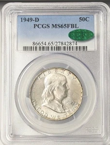 1949 D Half Dollars Franklin PCGS MS-65 FBL CAC - Picture 1 of 2