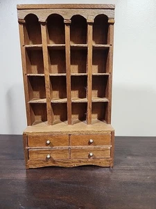 Vtg Wooden Thimble Display Case Miniature Dollhouse Bookshelf 8" X 4.75" - Picture 1 of 17