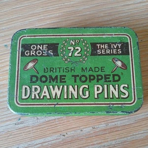 vintage dome toppled drawing pins tin - Picture 1 of 3