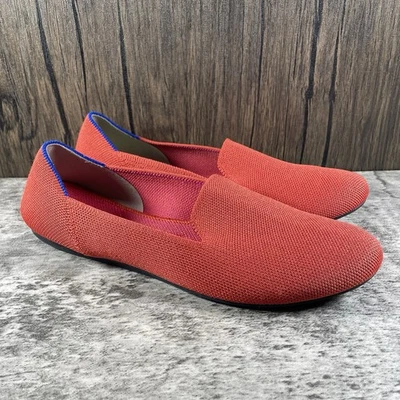 Mocassim feminino Rothy's Flat The vermelho biqueira redonda tamanho 8.5 *PALMILHA FALTANDO* - Imagem 1 de 4