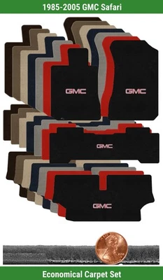 Juego de alfombrillas Velourtex personalizadas para GMC Safari 1985-2005 con logotipo (4 piezas) #RBQ Foto 1 de 4