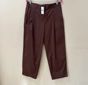 Ann Taylor Women 6 Chino Relaxed Pleated Straight Leg Brown Ankle Pants NWT - Picture 1 of 8