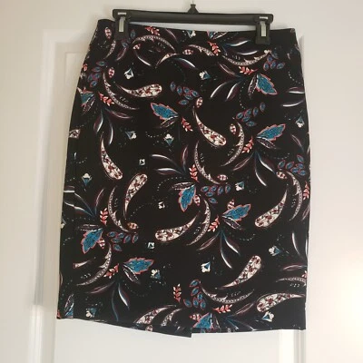 Falda lápiz Ann Taylor Factory para mujer talla 2 negra azul rosa forrada de cachemira excelente Foto 1 de 4