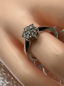 9ct White Gold Diamond Gold Ring Diamond Ring 0.50 Carat Diamond Cluster Ring - Picture 1 of 14